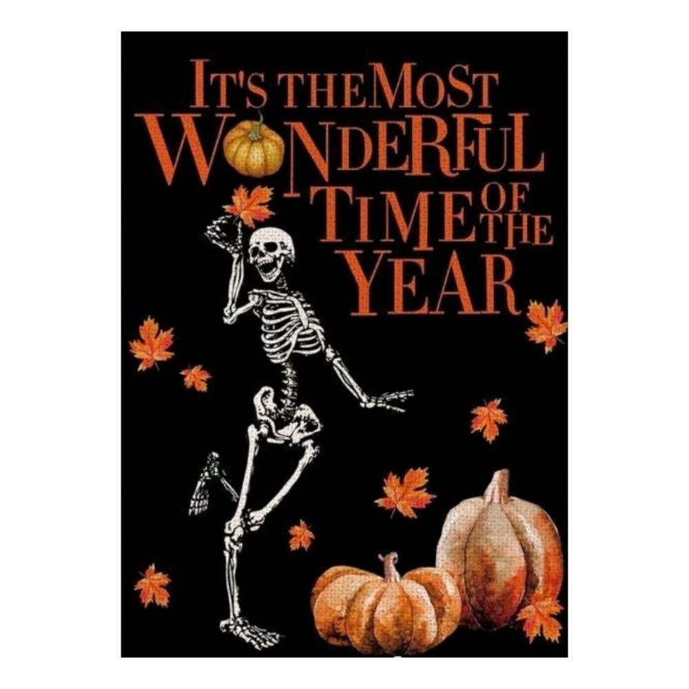 The Most Wonderful Time Of The Year  Garden Flag Halloween Skeleton Double Sided